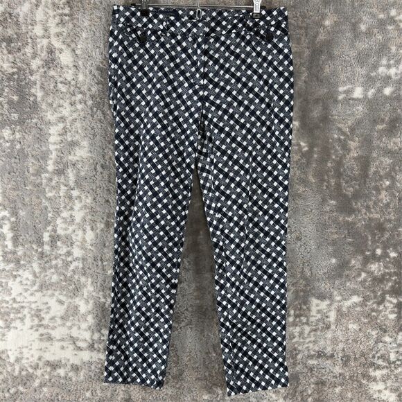 Brooks Brothers Womens Size 8 Natalie Fit Checker Pants Black White Button Zip - Picture 1 of 12
